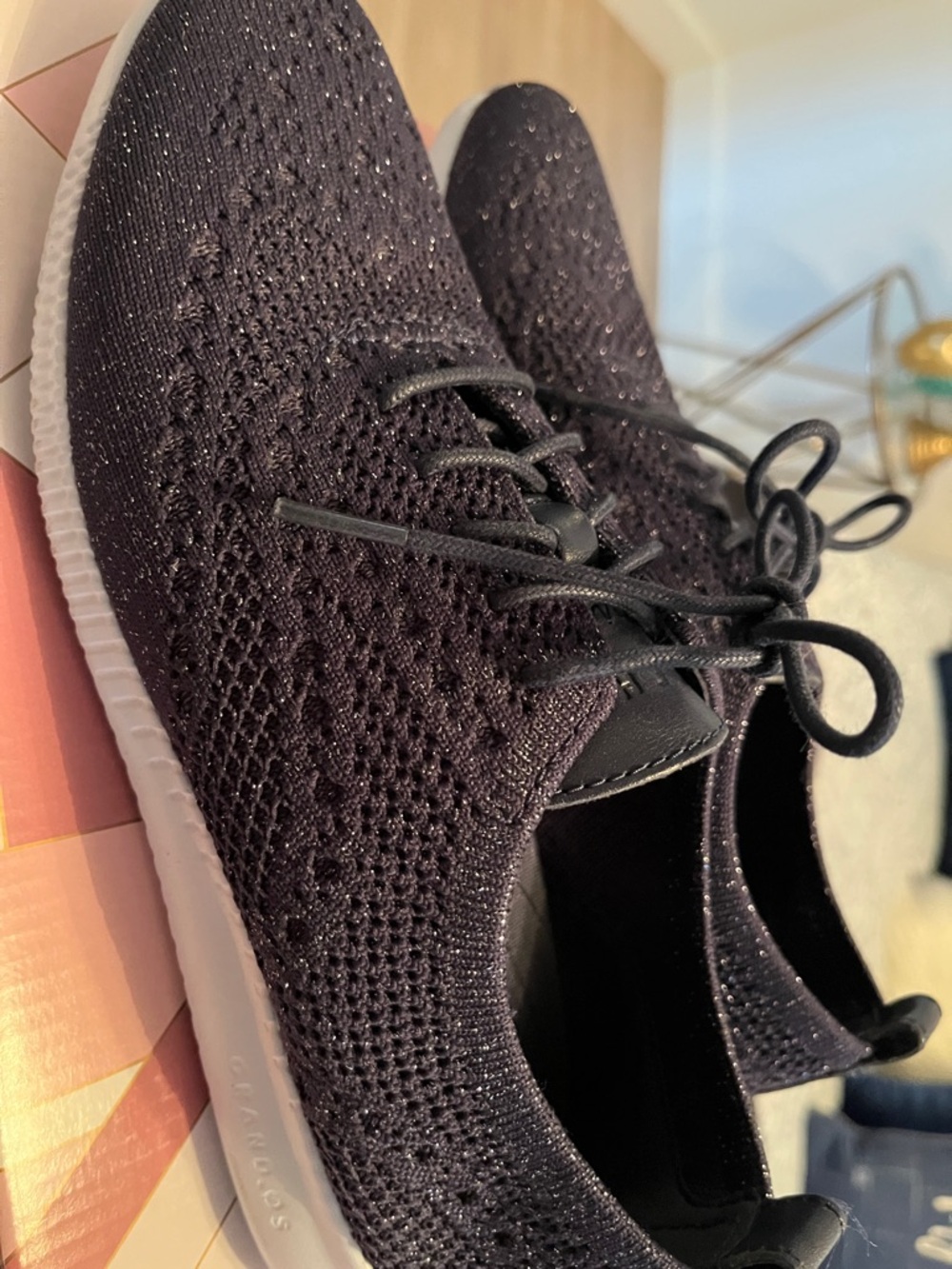 Cole Haan Knit Slip-On Sneakers in Navy with Light Gray Soles